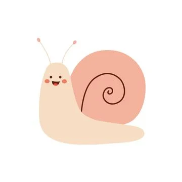 Hand drawn cute snail spring character illustration. Vector illustration in.. Illustrazione stock
