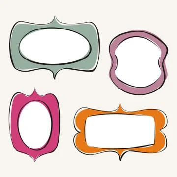 Hand drawn cute vector frame set Stock Illustration