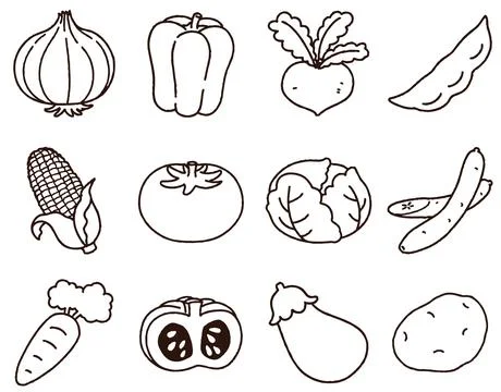 Hand-drawn cute vegetables illustrations set Ilustración de archivo