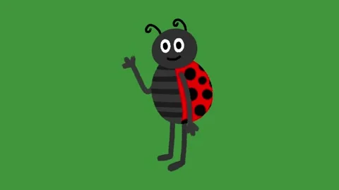 Hand Drawn Cute Waving Bug Animation | 2D Doodle Insect Character Greeting Stock Footage 329940920