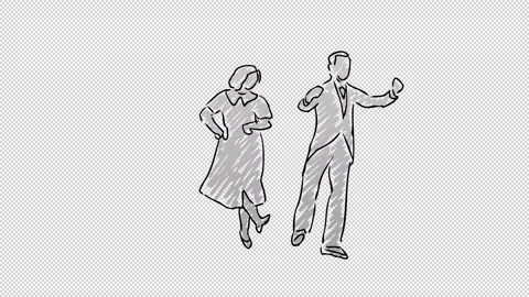 Hand drawn Dancing Couple with transparent (alpha) background Vídeos de archivo 249590892