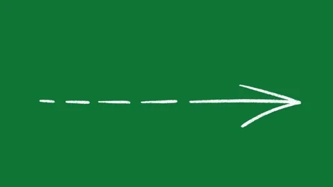 Hand-Drawn Dashed Arrow Direction 2D Animation on Green Screen Stock Footage 334609009