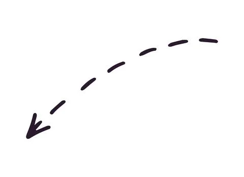 Hand drawn dashed arrow pointing left on white background 스톡 일러스트