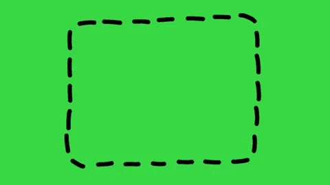 Hand Drawn Dashed Rectangle Border Frame Overlay on Green Screen Background Stock Footage 339335316