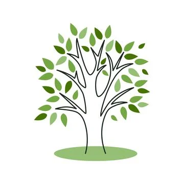 Hand drawn deciduous tree clip art 스톡 일러스트