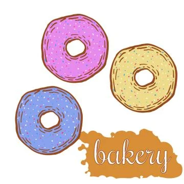 Hand drawn decorative bakery template . Vector Illustration. Stock Illustration