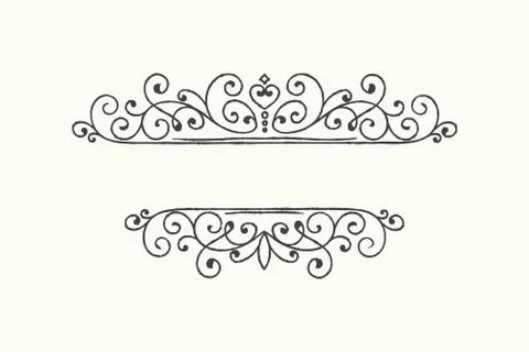 Hand drawn decorative border in grunge retro style Stock Illustration