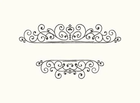 Hand drawn decorative border in grunge retro style Stock Illustration
