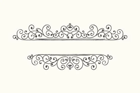 Hand drawn decorative border in grunge retro style Stock Illustration