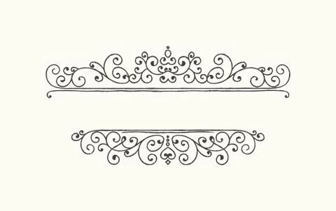 Hand drawn decorative border in grunge retro style Stock Illustration