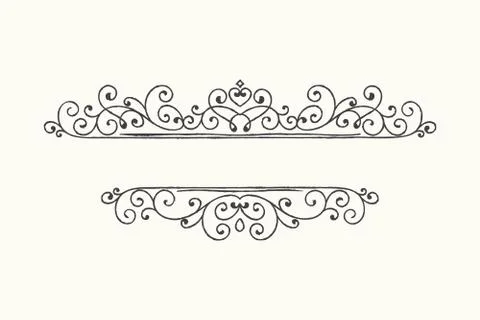Hand drawn decorative border in grunge retro style Stock Illustration