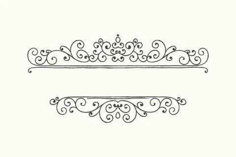 Hand drawn decorative border in grunge retro style Stock Illustration