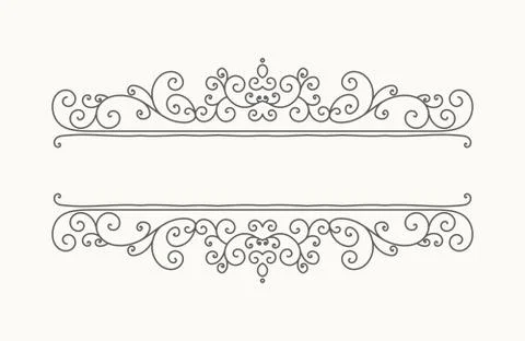 Hand drawn decorative border in retro style Stock Illustration