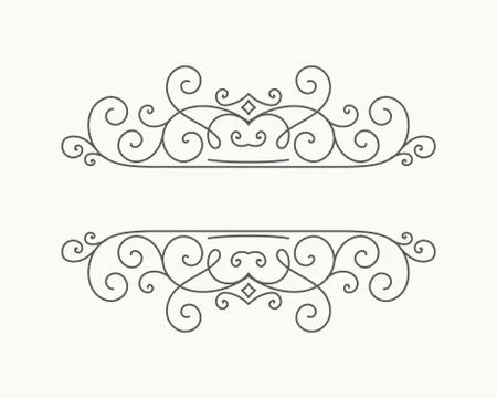 Hand drawn decorative border in retro style Stock Illustration