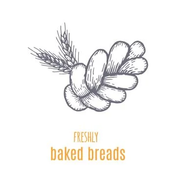 Hand drawn decorative bread bakery . Vector Illustration. Stock Illustration