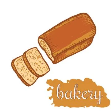 Hand drawn decorative bread bakery . Vector Illustration. Stock Illustration