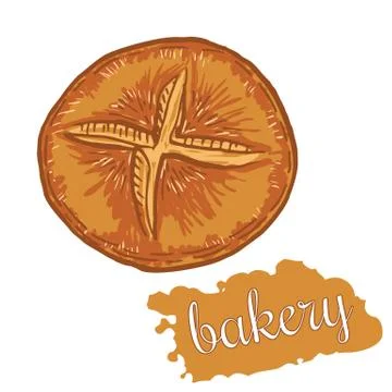 Hand drawn decorative bread bakery . Vector Illustration. Stock Illustration