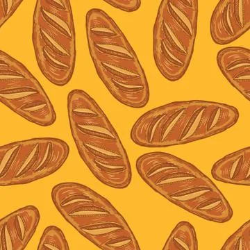 Hand drawn decorative bread sramless pattern . Vector Illustration. Illustrazione stock