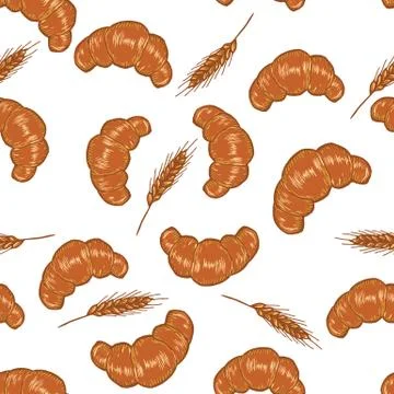 Hand drawn decorative bread sramless pattern . Vector Illustration. Illustrazione stock