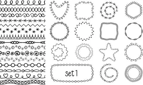 Hand drawn decorative brushes Stock Illustration