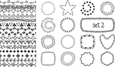 Hand drawn decorative brushes Stock Illustration