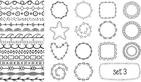 Hand drawn decorative brushes Stock Illustration