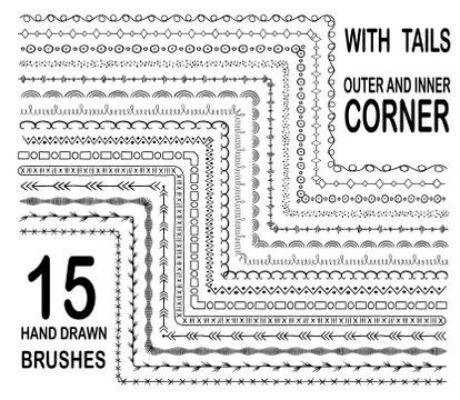 Hand drawn decorative brushes Stock Illustration
