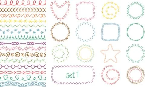 Hand drawn decorative brushes Stock Illustration