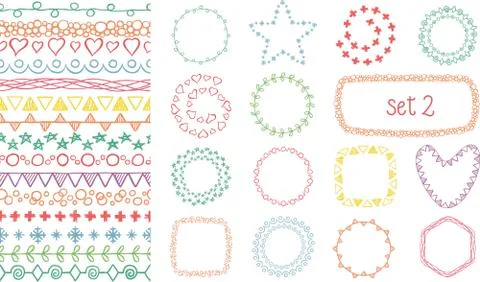 Hand drawn decorative brushes Stock Illustration