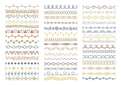 Hand drawn decorative brushes Stock Illustration