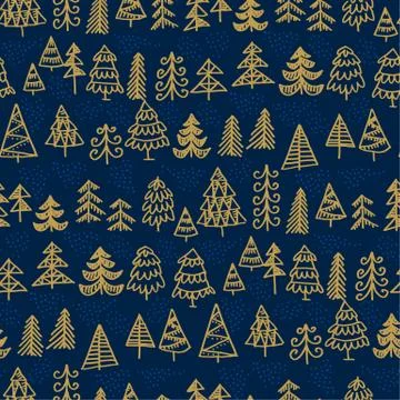 Hand-drawn decorative Christmas trees pattern Stock Illustration