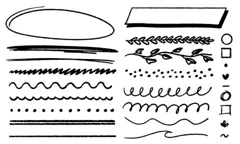 Hand Drawn Decorative Divider Lines and Doodle Borders Set Illustration