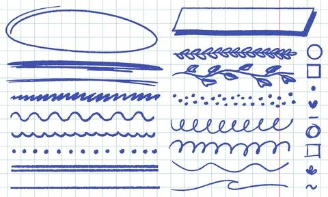 Hand Drawn Decorative Divider Lines and Doodle Borders Set Stock Illustration