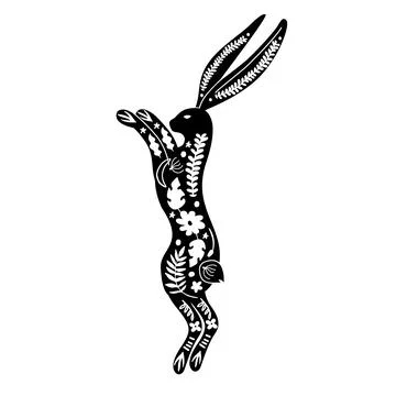 Hand drawn Decorative Easter Bunny Linocut Stock Illustration