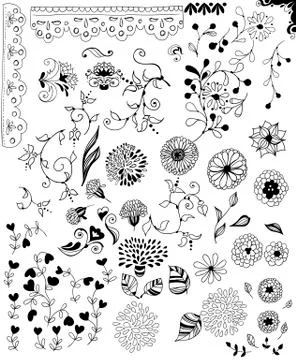 Hand -drawn decorative elements for design Stock Illustration