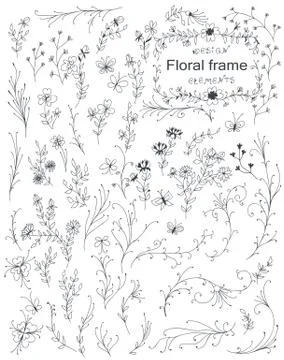 Hand -drawn decorative elements for design Stock Illustration