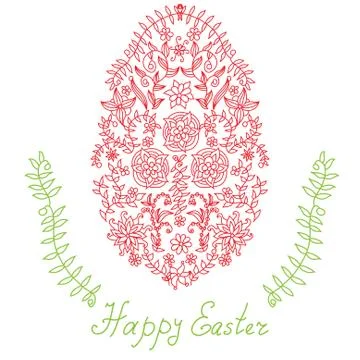 Hand drawn decorative floral easter egg, design element Stock Illustration