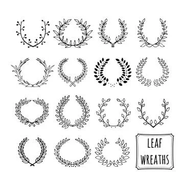 Hand drawn decorative floral set Stock Illustration