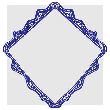 Hand-drawn decorative frame in doodle sketch style. Vector illustration with  イラスト素材