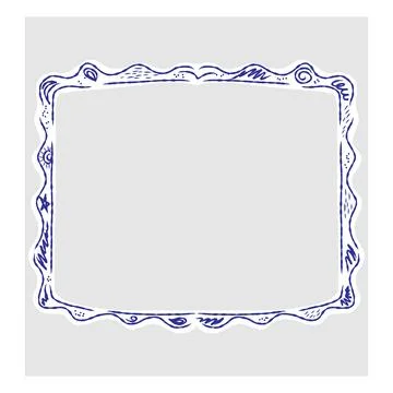 Hand-drawn decorative frame in doodle sketch style. Vector illustration with  스톡 일러스트