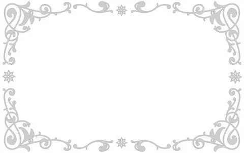 Hand-drawn decorative frame with a silver finish. Stock Illustration