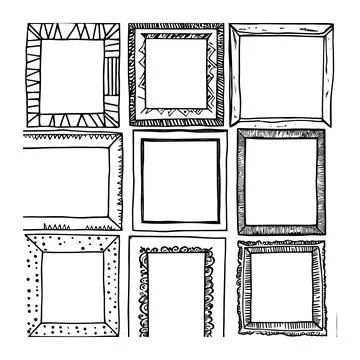 Hand drawn decorative frames outline vector for t shirt design coloring pag.. Stock Illustration