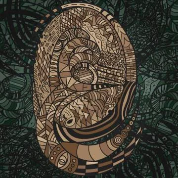 Hand drawn decorative Pattern with brown Snakes Stock Illustration