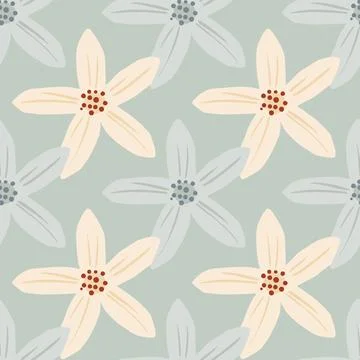 Hand drawn decorative seamless pattern with simple mandarins flowers shapes.  스톡 일러스트