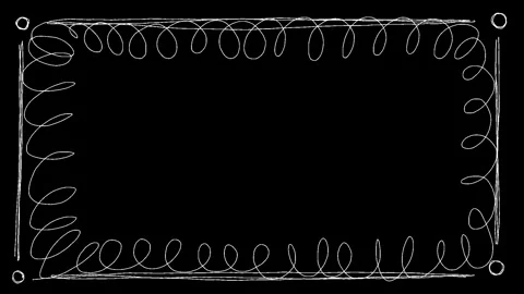 Hand Drawn Decorative Spiral Rectangle Frame Overlay Animation Stock Footage 340280763