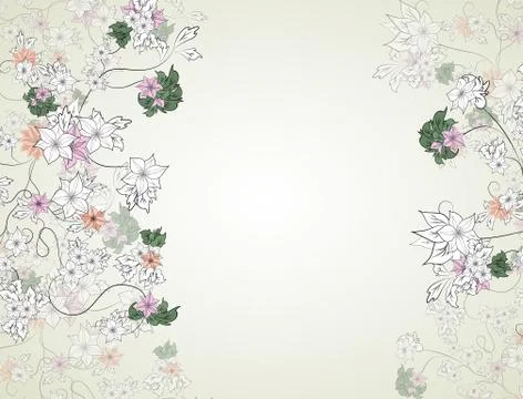 Hand drawn decorative vector background with flowers Stock Illustration