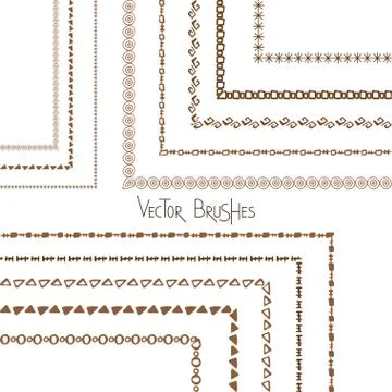 Hand drawn decorative vector borders and brushes Stock Illustration