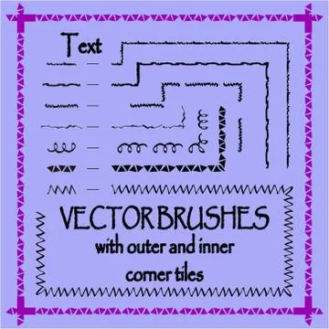 Hand drawn decorative vector brushes Stock Illustration