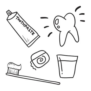 Hand drawn dental care toothpaste, teeth symbol vector icon Stock Illustration