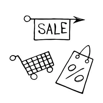 Hand drawn design elements, clip arts in doodle flat style on theme of Black  Stockillustratie